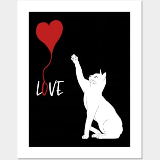 Cat with heart .valentine day Posters and Art